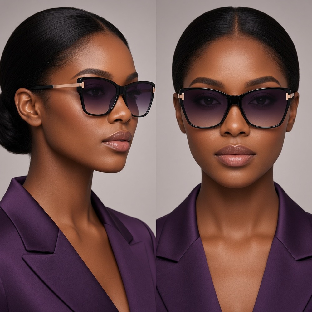 Women Sunglasses Fashion Retro Black Frame Cat Eye Gold Lentes Gafas Mujeres New